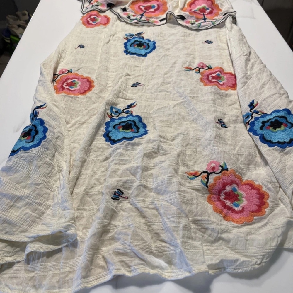 Plenty by Tracy Reese Floral Embroidered Dress - Cream, Blue, Pink